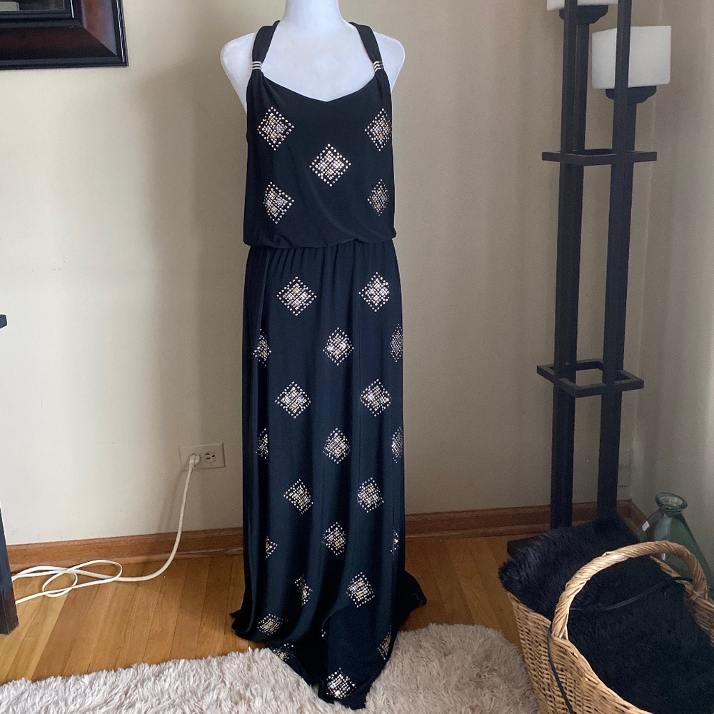 White House Black Market Maxi w/lower side slit & metal Embellishments M